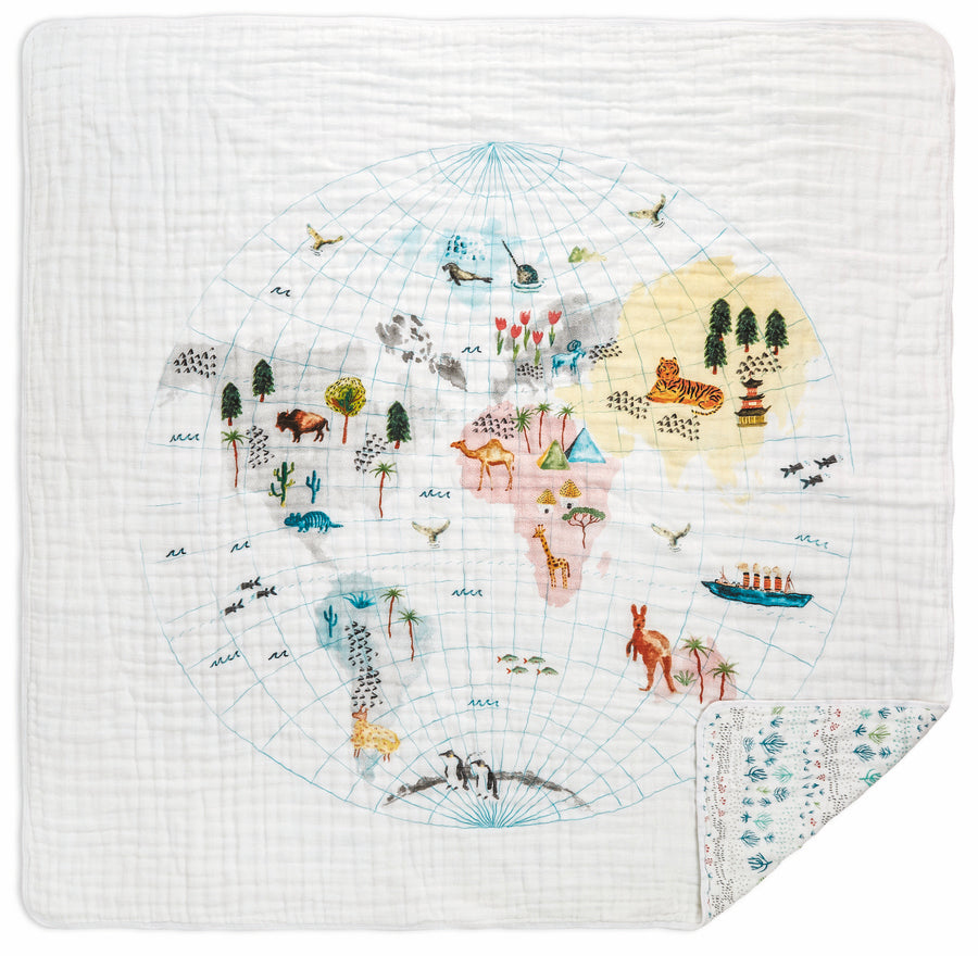 aden + anais Cotton Muslin Dream Blanket  47" x 47" – Around the World - Makaboo.com