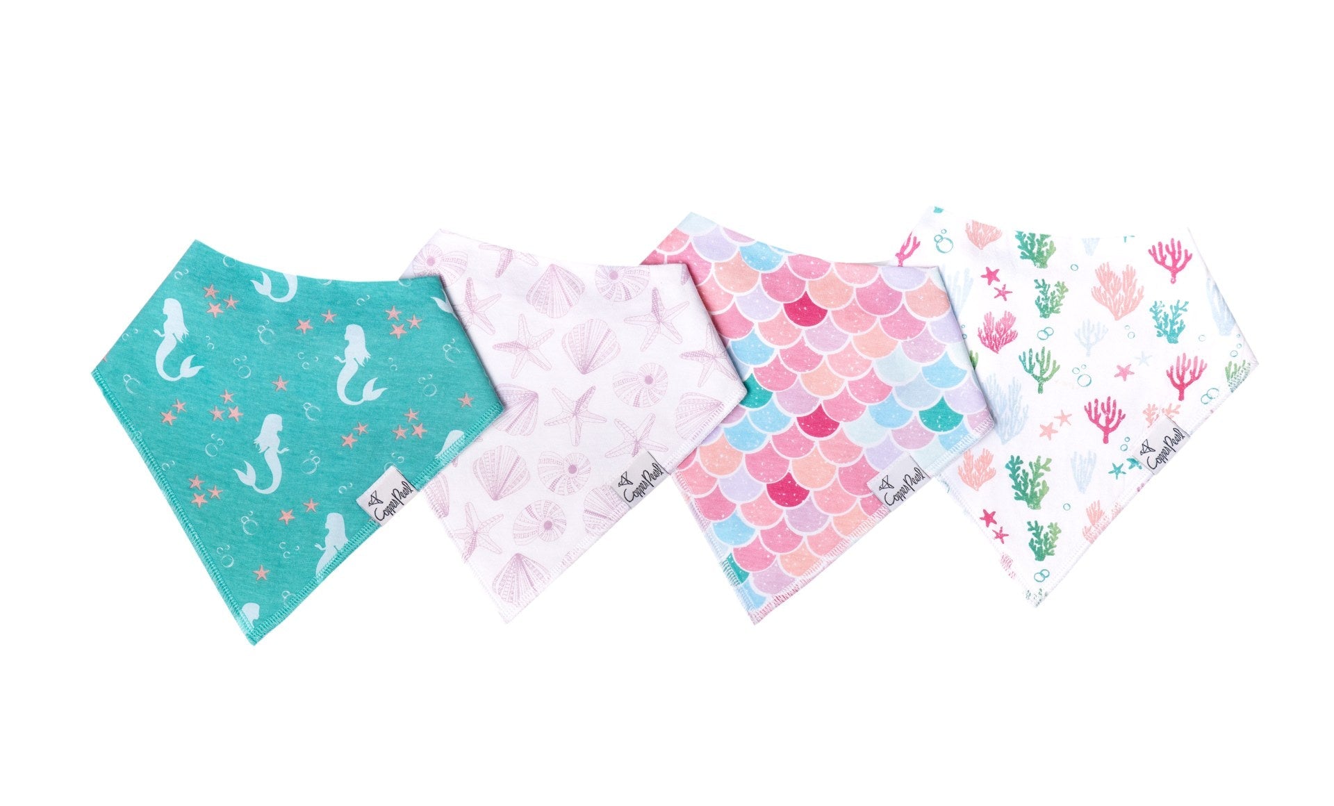 Copper Pearl Bandana Bibs (set of 4) - Coral - Makaboo.com