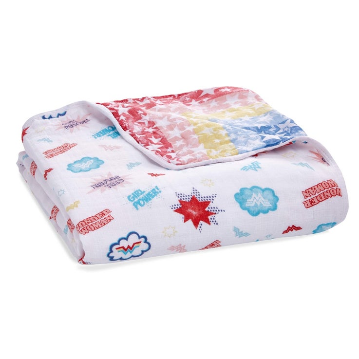 aden + anais Cotton Muslin Blanket 44" x 44"  – Wonder Woman Power Pop 44" x 44" - Makaboo.com